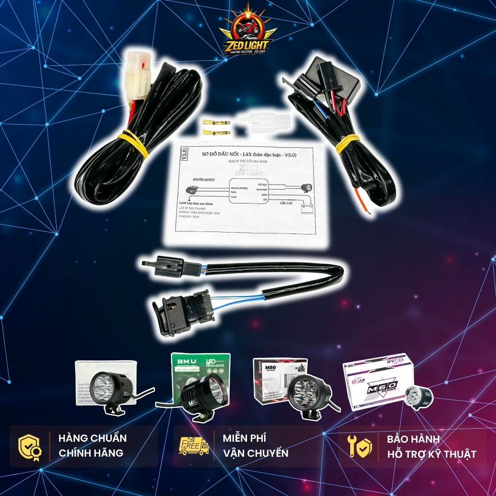 Bộ Mạch Auto Passing V3 Chịu Tải Cực Tốt, Chống Nước Lắp Cho Trợ Sáng Dòng Đèn L4X : M80 Laser, T4S,