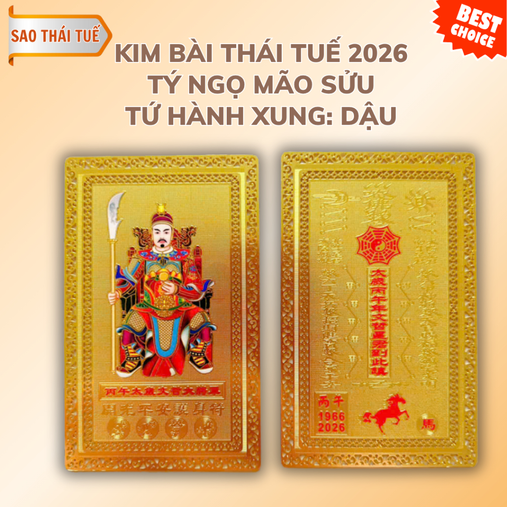 Kim bài Thái Tuế 2026, TẶNG Vòng đỏ may mắn, kim bài thái tuế, vòng tay chỉ đỏ may mắn