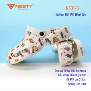   NE01-6  Dép Sục NESTY EVA Nam Nữ Họa Tiết Mini Nguyên Khối Đế Cao Êm Chân Chống Trượt Thời Trang 