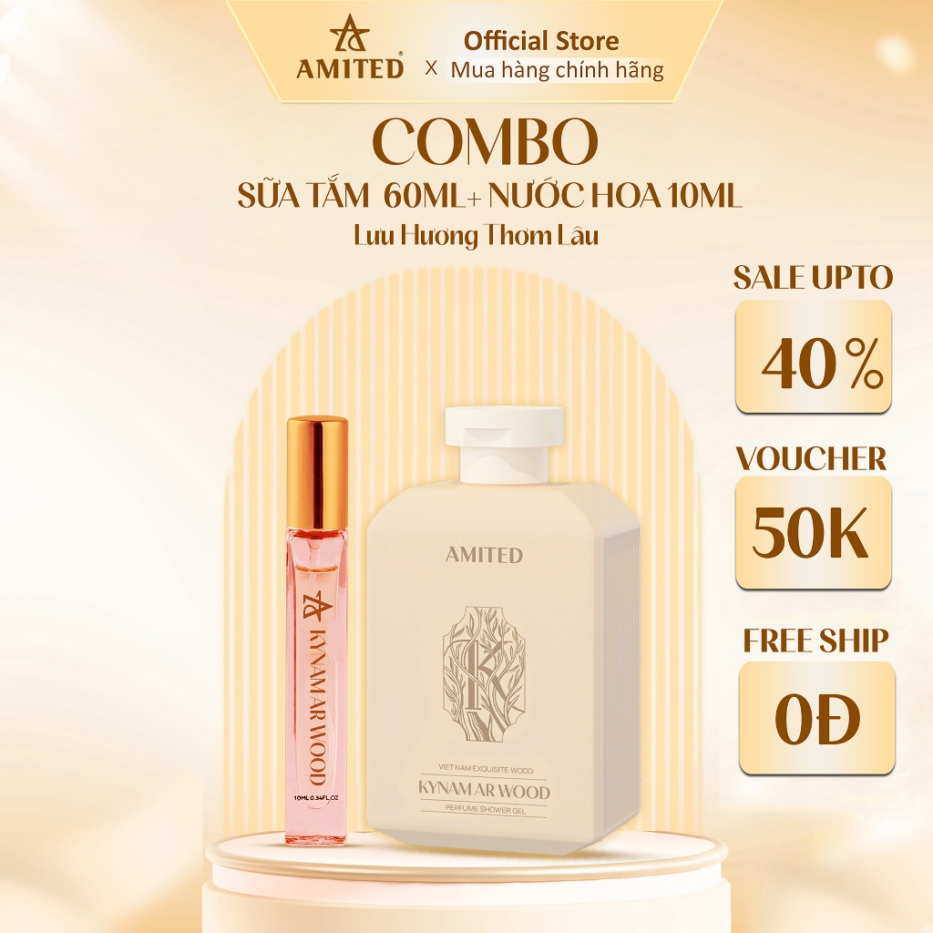 Combo Sữa Tắm 60ML & Nước Hoa 10ML  Amited Cao Cấp - Lưu Hương Thơm Lâu