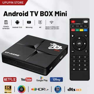 Upupin Android TV Box Mini 4K-HD Super Android ROM/16/32GB Wi-Fi 2.4G/5G Bluetooth Smart TV Box (Netflix/Disney/SKY TV)