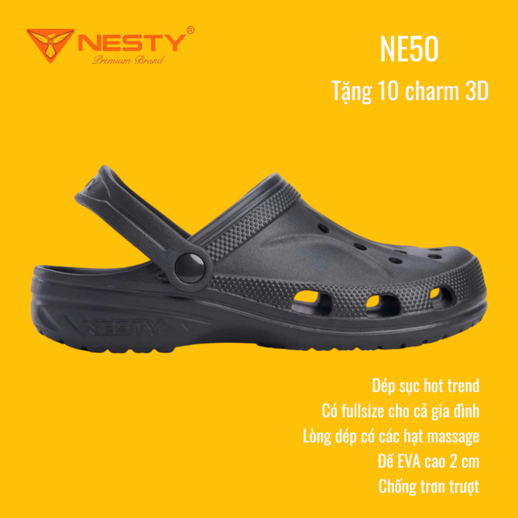 [NE50] Dép Sục Gia Đình Full Size Nam Nữ Trẻ Em Đế Cao 4cm Nguyên Khối Siêu Nhẹ [Tặng 10 Charm 3D]