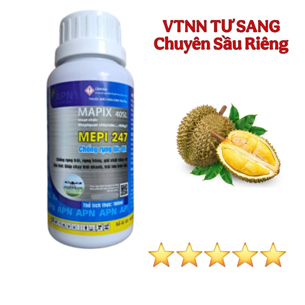 MEPI 247 chứa chất điều hòa sinh trưởng Mepiquat Chloride,sử dụng trên sầu riêng