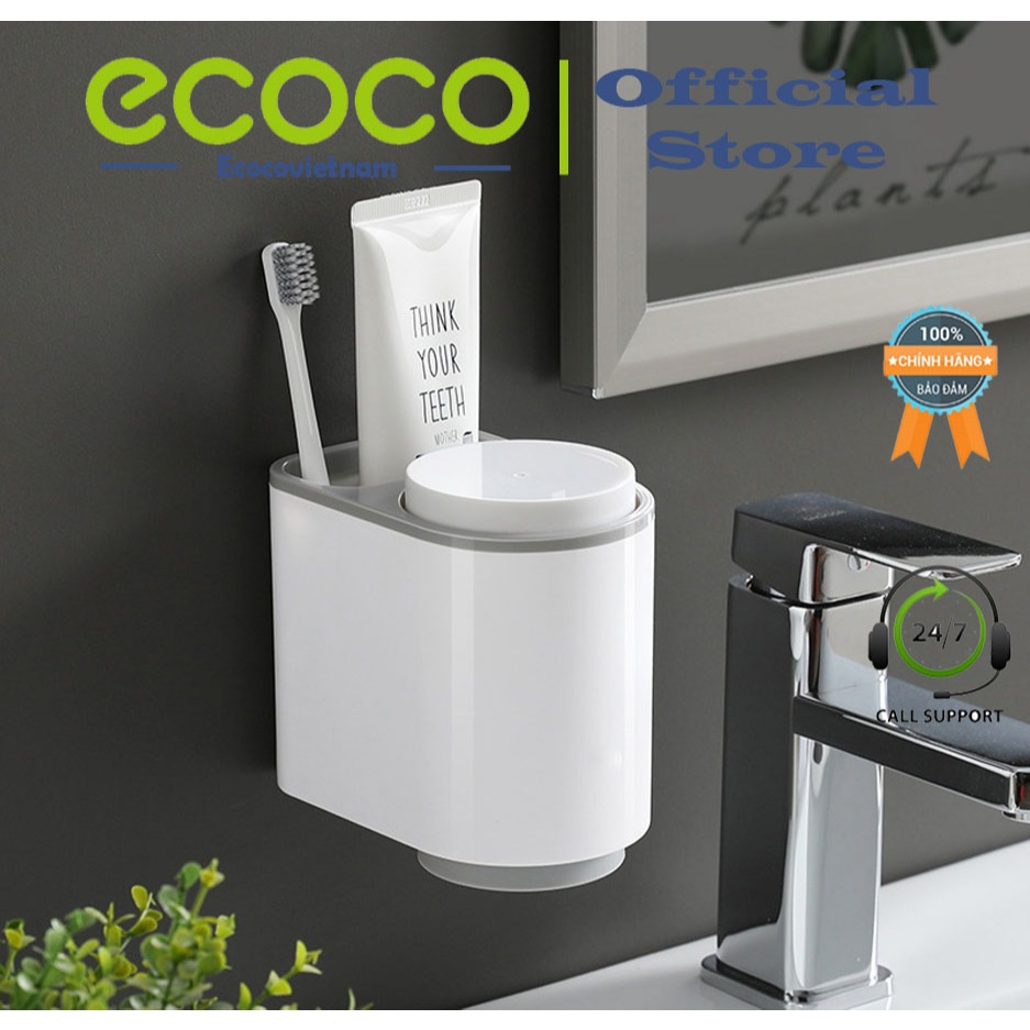 Bộ Kệ Bàn Chải Cao Cấp 02- 04 Cốc ECOCO E1905 E1802 Kèm Miếng dán