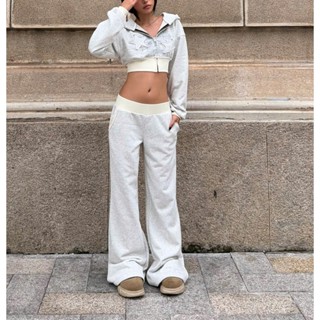  Quần Nỉ TWENTI Vải Chân Cua Ống Suông Loe Phối Cạp Thấp 