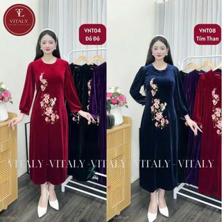  Đầm Nữ Trung Niên Cao Cấp Thêu Họa Tiết Hoa Váy Nữ Cho Mẹ Thiết Kế Đẹp Nhung Gấm Sang Trọng Đi Chơi Dự Tiệc VNT 