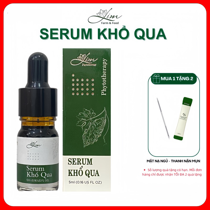 Serum Khổ Qua Lim, serum mướp đắng - Hỗ Trợ Điều Trị Mụn, Giảm Viêm, An Toàn Cho Da Nhạy Cảm 5ml