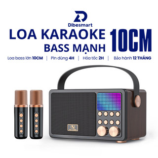  Loa karaoke mini bluetooth kèm 2 mic DIBESMART 311 bass 10cm - Bảo hành chính hãng 12 Tháng 