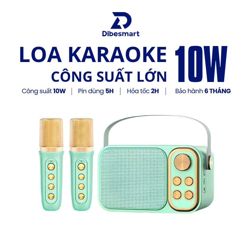 Loa Karaoke Bluetooth YS-105 DIBESMART, Công suất 10W, Kèm 2 Micro Không Dây, Âm Thanh Siêu Hay, Nhỏ
