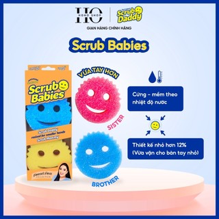 Bộ 2 Miếng Bọt Biển Rửa Chén Scrub Babies Chính Hãng Scrub Daddy, Không Trầy Xước, Nhỏ Gọn Vừa Tay