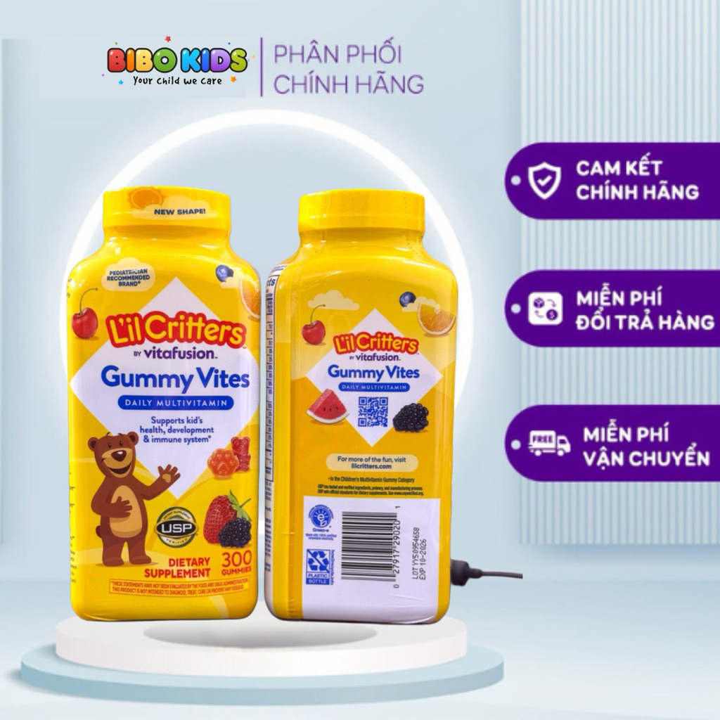Kẹo dẻo Vitamin L'il Critters Gummy Vites Mỹ 300 viên