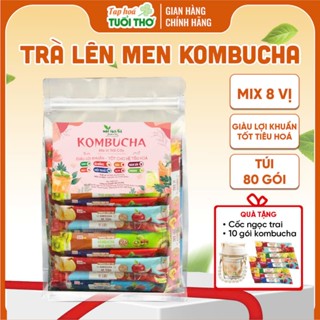   TẶNG BÌNH  Bịch 90 Gói Trà Kombucha Mix 8 Vị Trái Cây Tươi Detox Giúp Đẹp Da Dáng Thon Dễ Uống Thơm Ngon 