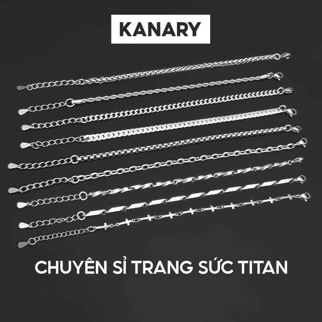 [VK6] Vòng Tay Nam Nữ Titan Xích Nhỏ, Xích Xoắn Đa Dạng Mẫu Thanh Lịch - THÉP KHÔNG GỈ - Chuyên Sỉ Trang Sức KANARY.