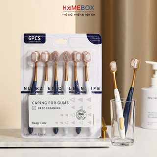 Bộ 6 Bàn chải đánh răng than tre lông tơ mềm mại, Bàn chải nội địa Trung bảo vệ nướu nhạy cảm