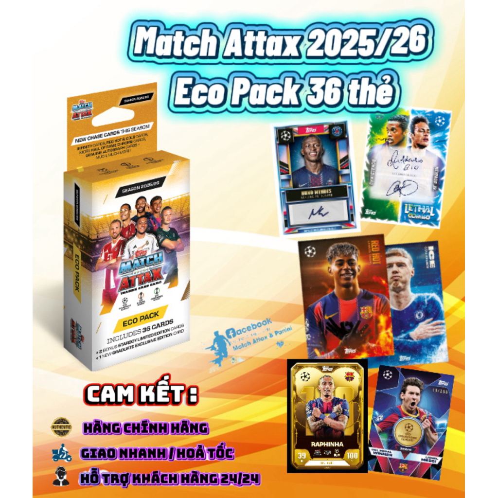 [ Eco pack ] Hộp Thẻ Match Attax Champion League  2025/26 2026 ( 36 Thẻ )