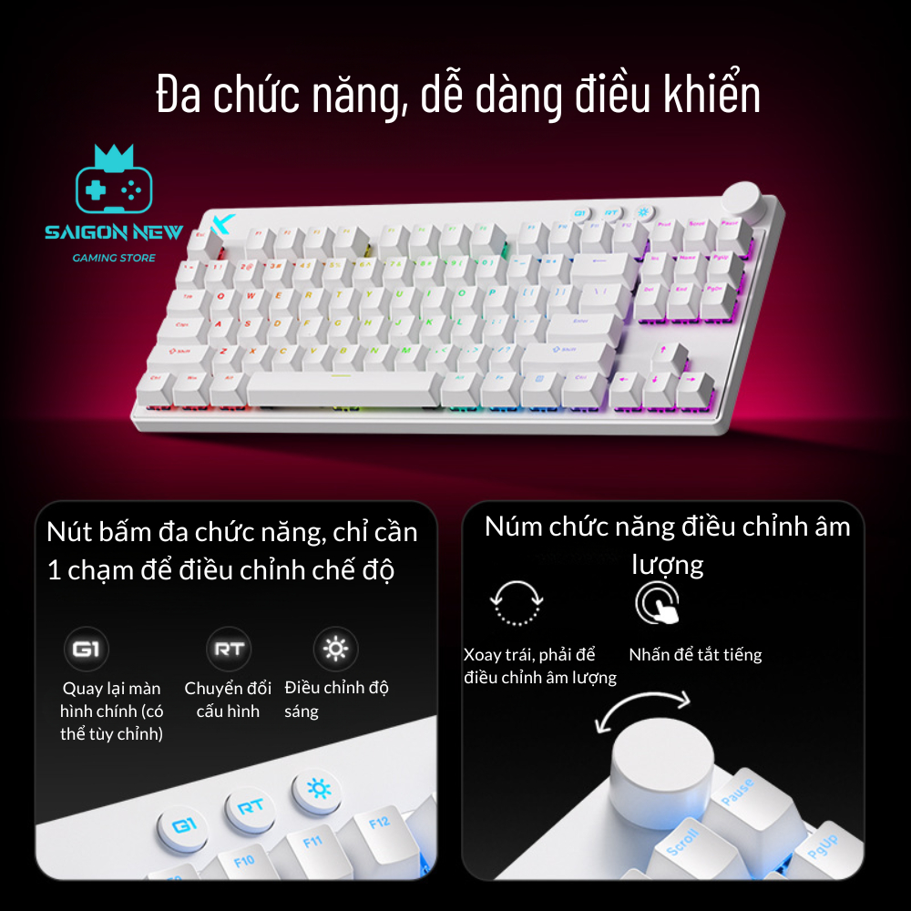 Bàn phím cơ Gaming Mchose Mix87 - Switch magnetic - Hỗ trợ rapid trigger - Polling rate 8k, 0.001mm | BigBuy360 - bigbuy360.vn