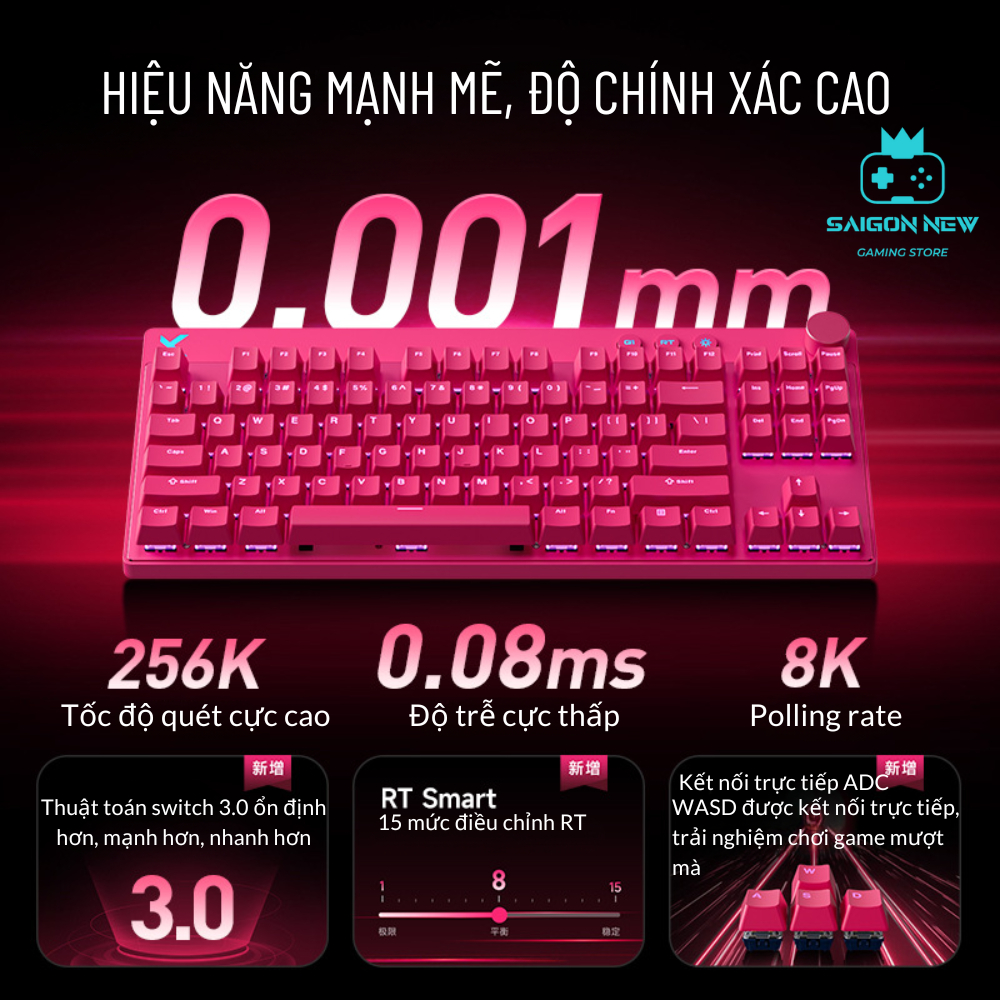 Bàn phím cơ Gaming Mchose Mix87 - Switch magnetic - Hỗ trợ rapid trigger - Polling rate 8k, 0.001mm | BigBuy360 - bigbuy360.vn