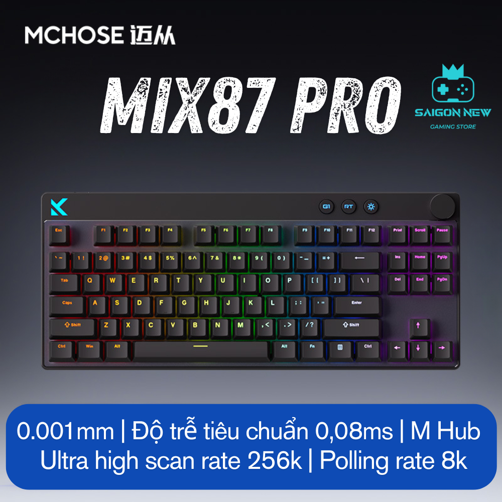 Bàn phím cơ Gaming Mchose Mix87 - Switch magnetic - Hỗ trợ rapid trigger - Polling rate 8k, 0.001mm | BigBuy360 - bigbuy360.vn