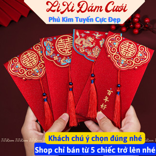 (5-10-14 cái) Bao Lì Xì Đỏ Tết Mừng Năm Mới Đám Cưới Hỏi Bê Tráp Quà Tặng May Mắn