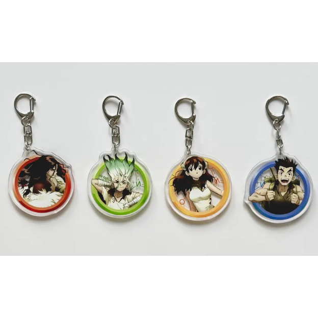 Dr. Stone Acrylic Keychain, Dr. Stone Side Keychain, Senku Ishigami, Taiju Oki, Yuzuriha Ogawa, Koha