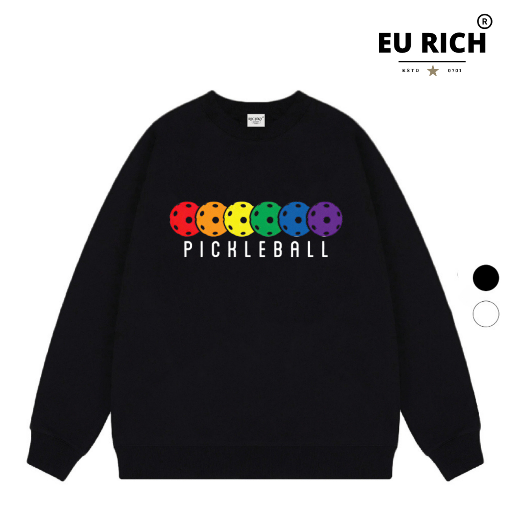 Áo Sweater Eu Rich Premium Nỉ Pickleball Colorball Rainbow Sporty Collection