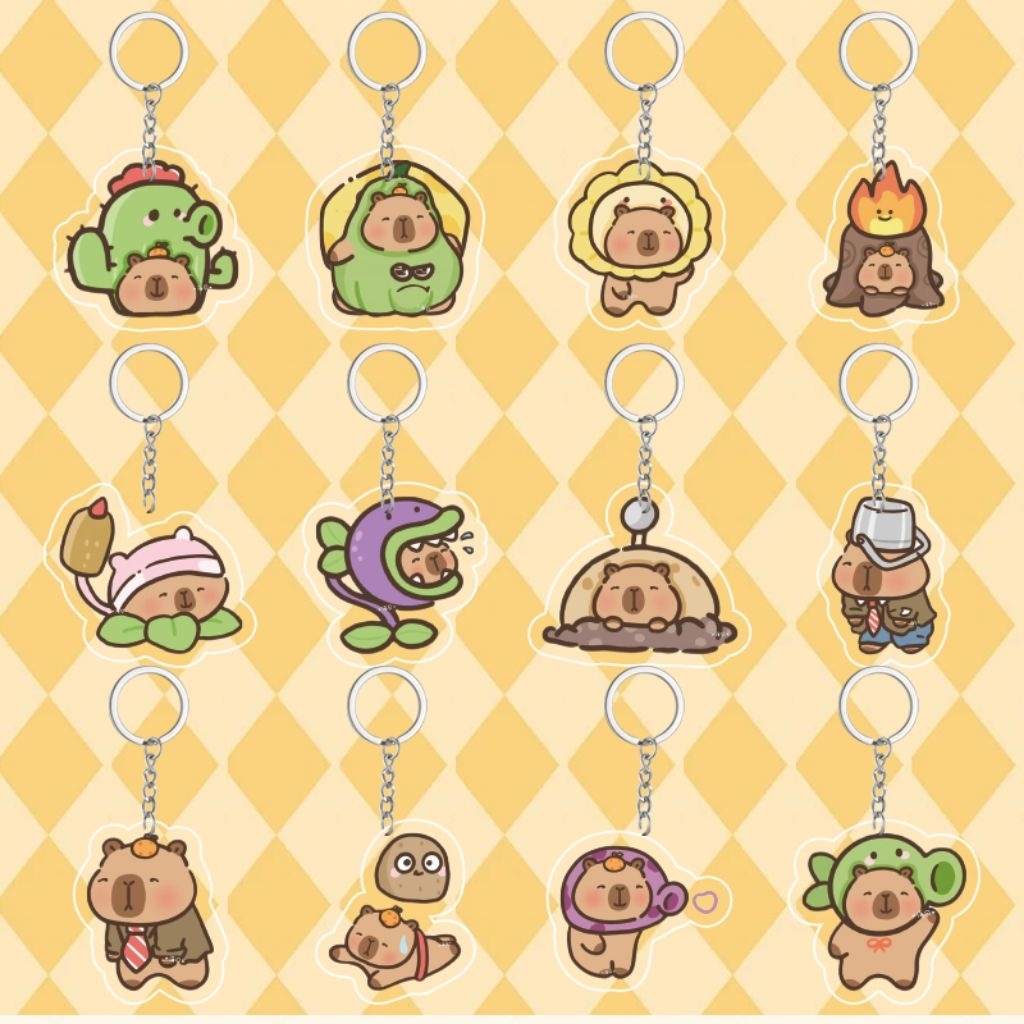 Móc Khoá Capybara Mini 2.5x3cm Phiên Bản Plants vs Zombies Kute Đáng Yêu