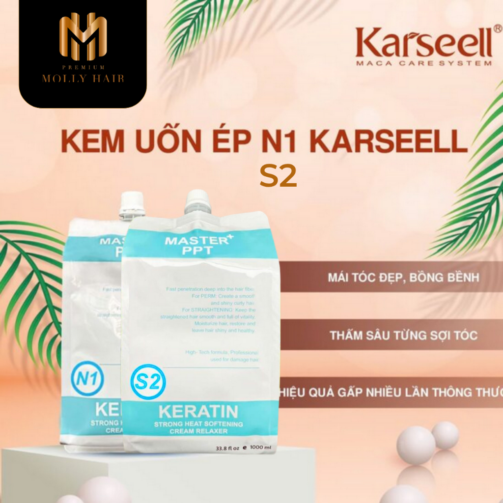 Kem Dập Uốn Karseell N1 & S2 (Số 1 + Số 2) MOLLYHAIR 1000ml