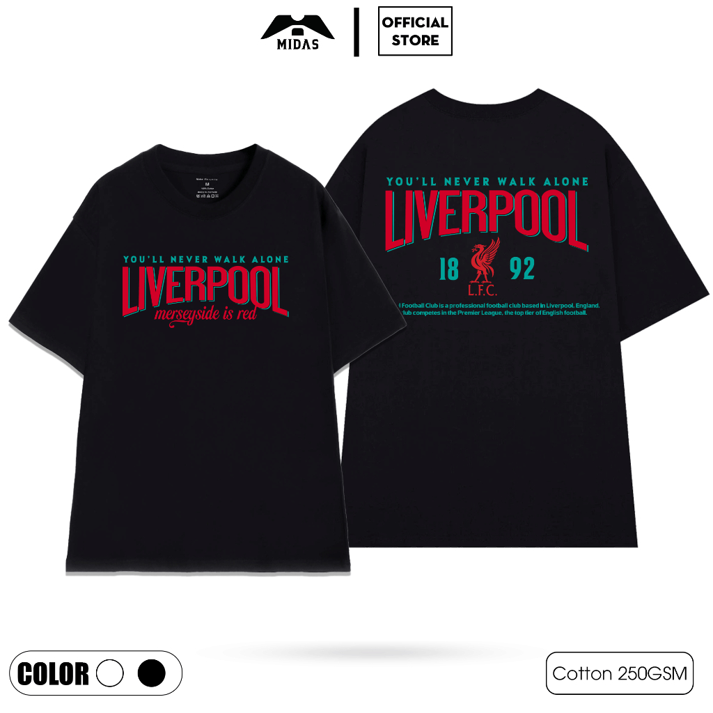 Áo Thun In Liverpool, Áo Phông In Liverpool Chất Liệu Cotton 250 GSM, Form Oversize Nam Nữ Mặc Được