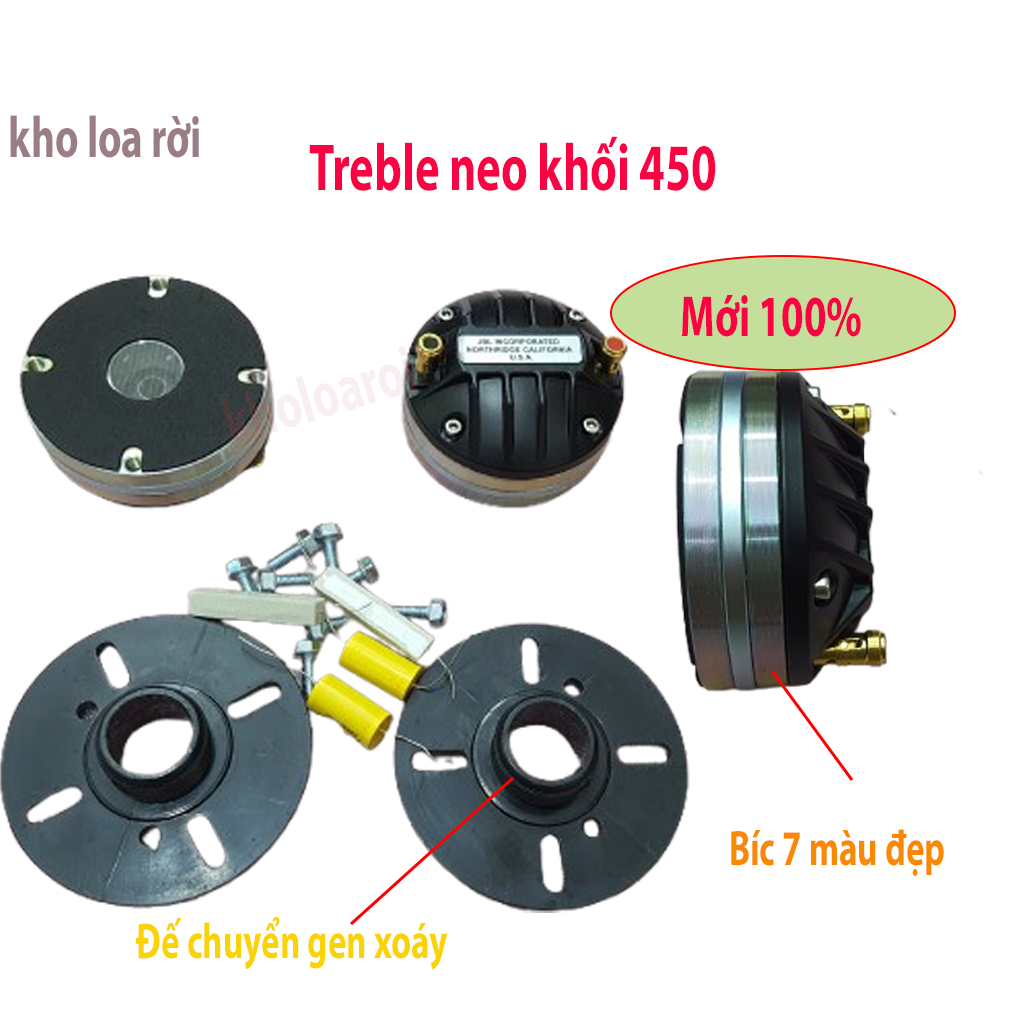 Treble neo khối 450 bảy màu, coil dẹt, cối nhôm vành đồng kholoaroi