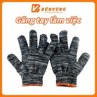  Găng tay làm việc Găng tay làm vườn Bông màu xám đen Thoải mái và bền Chống trượt và chống bẩn thao tác linh hoạt không 