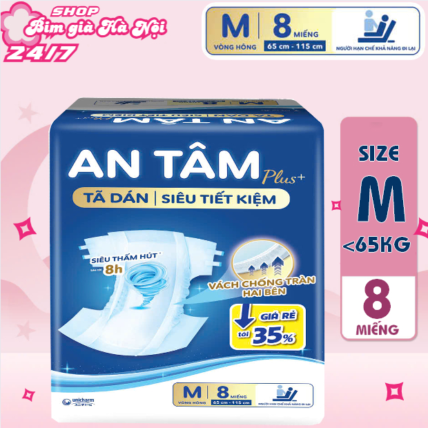 Bỉm già An Tâm M8 L8 XL8 siêu thấm Có vách chống tràn #An Tâm #antam #bỉm già an tâm #tã già an tâm #bỉm antam phú đạt
