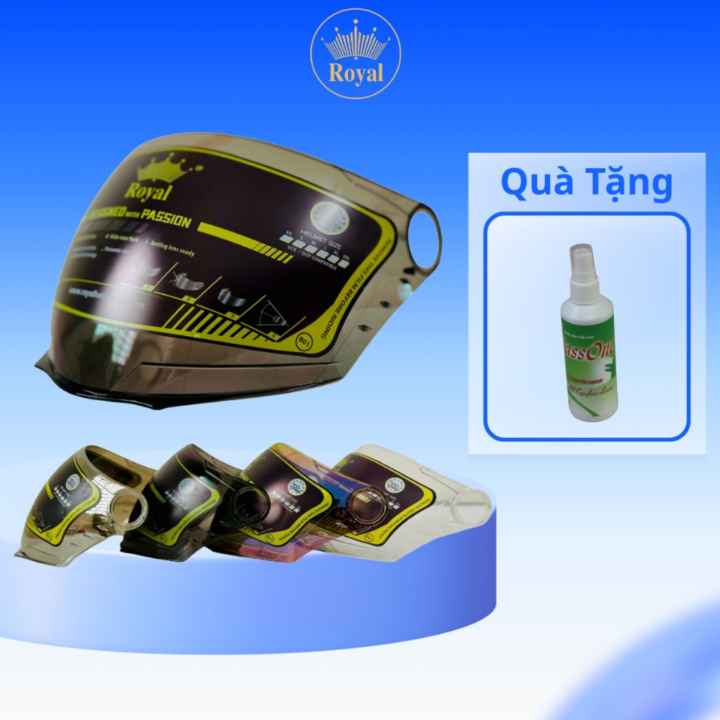 Kính bảo hiểm thay thế mũ bảo hiểm XH01, M268, M68 hàng chính hãng, kính thay thế nón bảo hiểm Royal