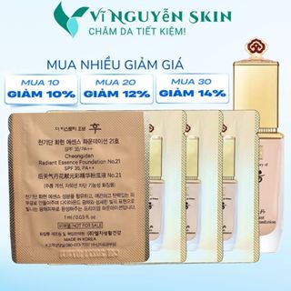  10 Gói Sample Kem Nền Whoo Tái Sinh Che Khuyết Điểm Essence Radiant Foundation No.21 1ml 