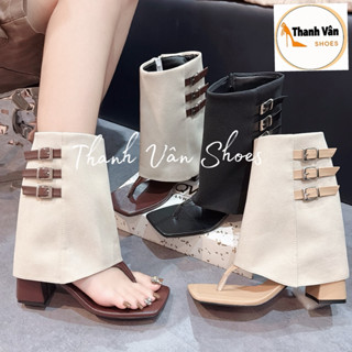 Bốt nữ 3 quai khóa kẹp ngón, Bốt thời trang cao 5phân (D0368)