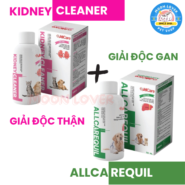 Combo Giải độc gan Allcarequil chai 50 ml + Giải độc thận Kidney Cleaner cho chó mèo chai 50ml