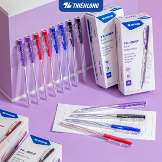 Combo 20 Bút bi Thiên Long TL-027 ngòi 0,5mm 4 màu - Bút bi xanh/đỏ/đen/tím, bút viết học sinh