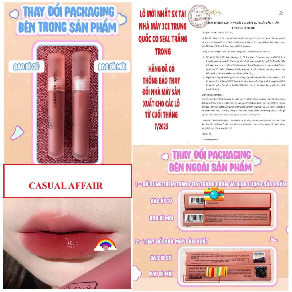 Son Tint 3CE Blur Water Tint Son Kem Cho Viền Môi Mờ Ảo Không Lem Sepia | BigBuy360 - bigbuy360.vn