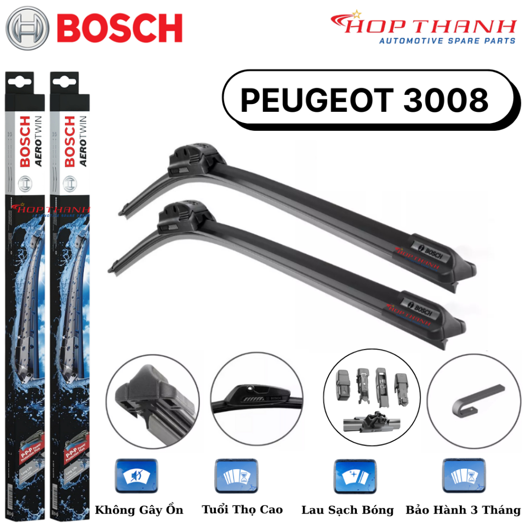 GẠT MƯA XE PEUGEOT 3008 HÀNG BOSCH CHÍNH HÃNG - AEROTWIN