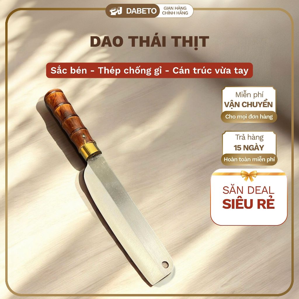 Dao Thái Thịt DABETO Rèn Từ Thép Trắng Kháng Gỉ Bản 4cm dài 16cm, dầy 1,2li…