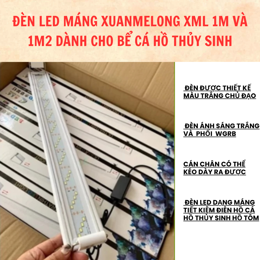 Đèn led máng Xuanmelong XML 1m và 1m2 dành cho bể cá hồ thủy sinh