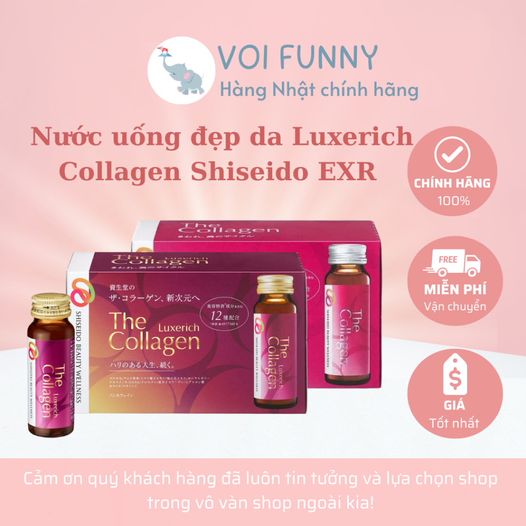 [CHÍNH HÃNG][MẪU MỚI] - Nước uống Shiseido The Collagen Luxerich hộp 10 chai x 50ml Nhật Bản 2026