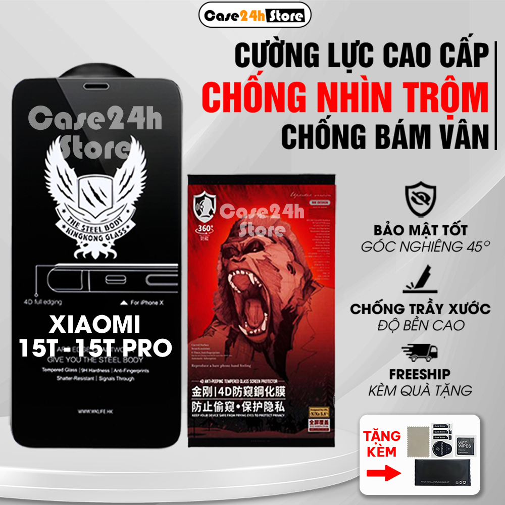 Kính cường lực Xiaomi 15T, 15T Pro chống nhìn trộm full màn, chống bám vân tay, chống ánh sáng xanh - Case24h_Store