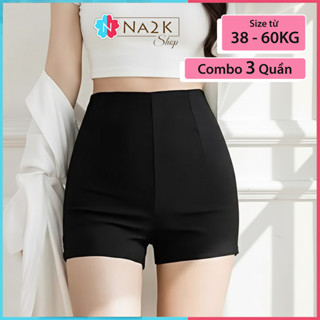   Combo 3 quần  Quần Short Nữ Lưng Cao Vải UMI - Quần Đùi Ôm Body Tôn Dáng Cực Đỉnh - Đi Tập Gym Đi Chơi Đi Biển 
