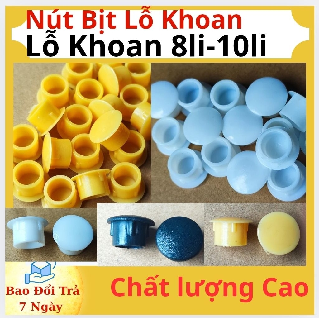 [Combo 100] Nút Bịt Lỗ Khoan Nhựa Tròn 8li 10li, Nút Bịt Lỗ Gỗ, Lỗ Sắt, Lỗ Tủ, Phụ Kiện Bịt Lỗ Trang