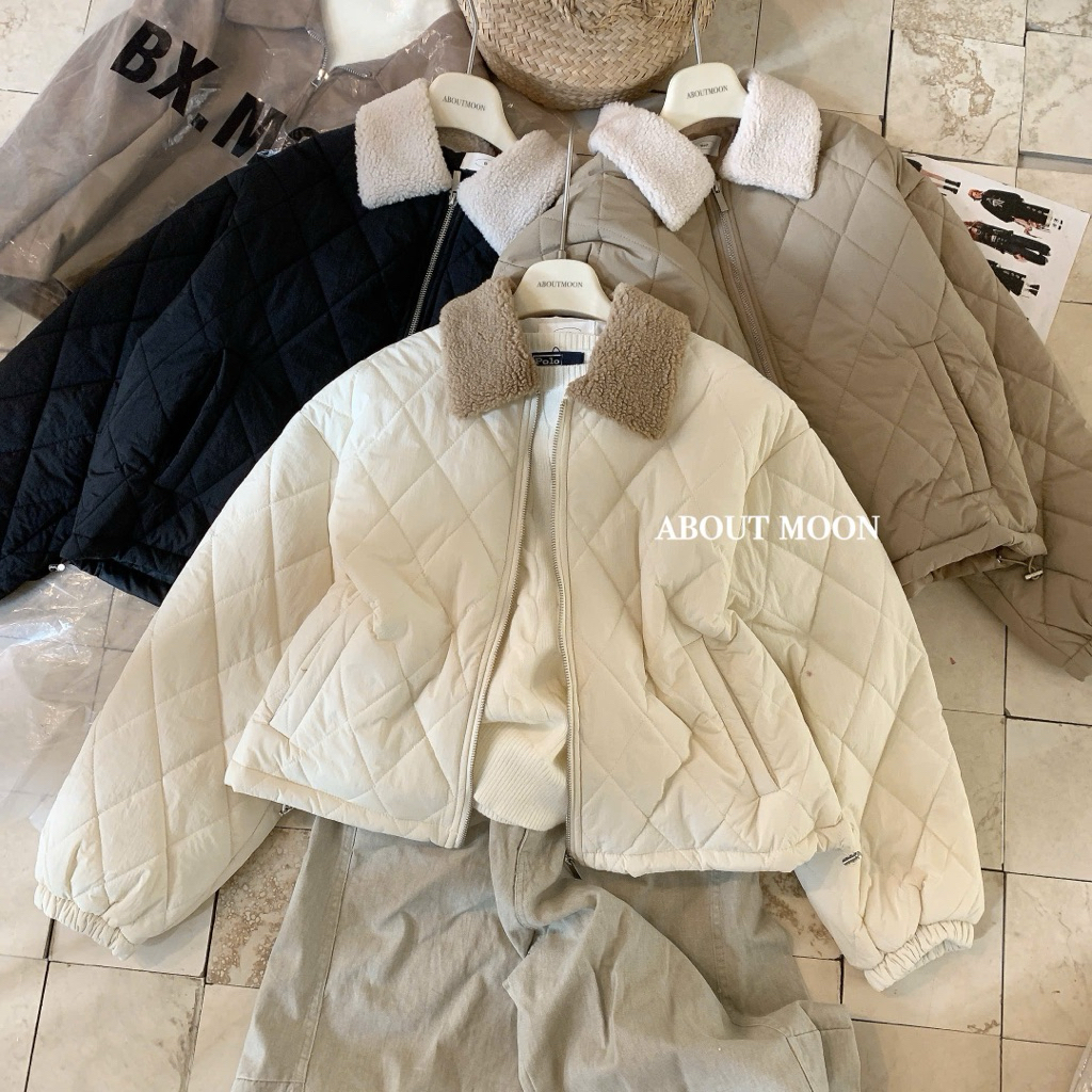 𝐀𝐁𝐎𝐔𝐓 𝐌𝐎𝐎𝐍 - Áo khoác jacket chần trám cổ bẻ siêu ấm siêu nhẹ