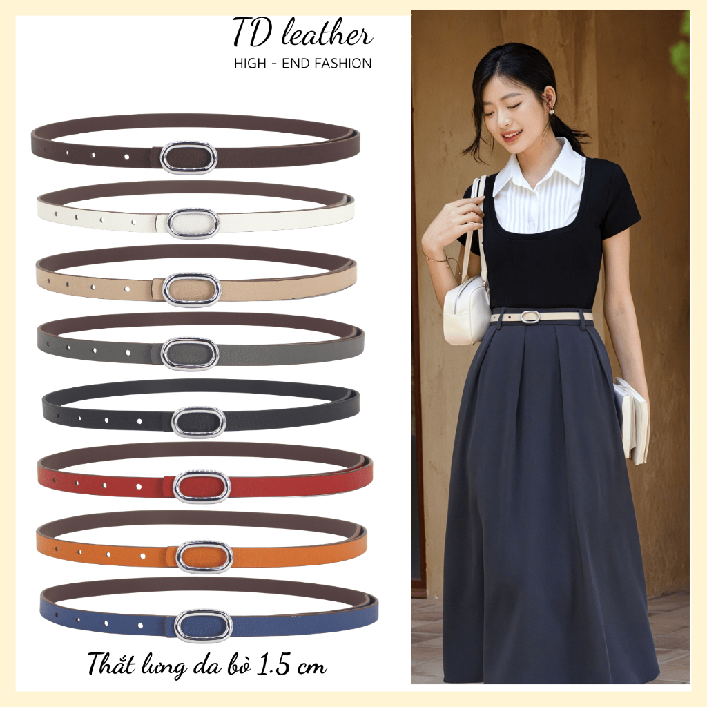 Thắt Lưng Nữ, Đai Váy Da Bò Thật HADADA – Bản Nhỏ 1.5cm Sang Trọng, Phối Váy Đầm Thanh Lịch DV820