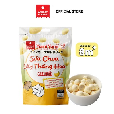 Sữa chua sấy thăng hoa CHUỐI Yumi Yumi Asuzac túi 30g (10g x 3 gói) -Sữa chua cho bé từ 8 tháng tuổi