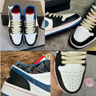 Giày Thể Thao Nam Nữ Màu Đen Xanh Mix Đỏ - Sneaker Cá Tính ,Ôm Chân Êm Ái Full Size 37-43