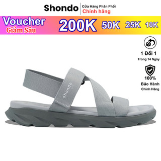  Sandal Nam Nữ SHONDO F6S Lite  Unisex  Màu Xám - Siêu Nhẹ Đế Bệt Êm Chân Xăng Đan Đế Bằng Màu Xám 