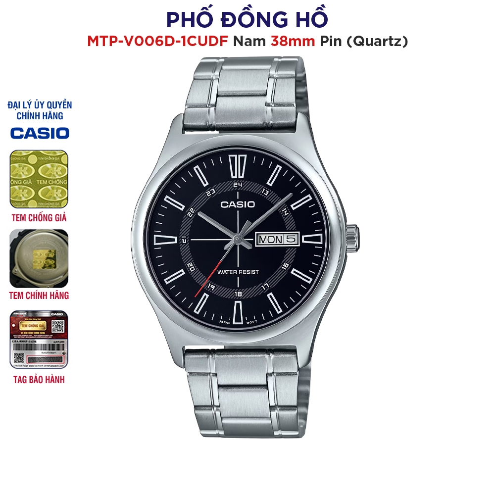 Đồng hồ nam dây kim loại Casio chính hãng Anh Khuê MTP-V006D-1CUDF
